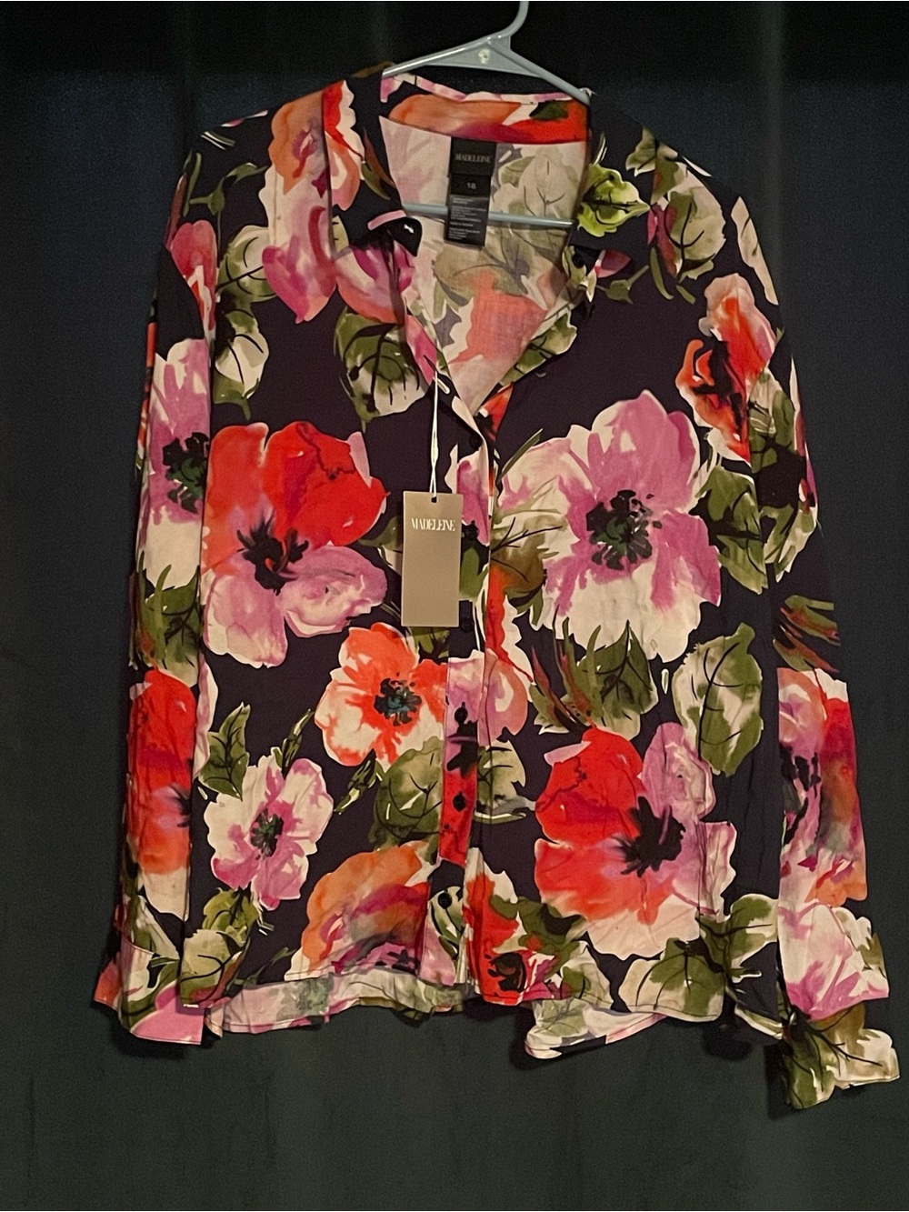 Madeleine Floral Button-Front Women's Blouse - Black/Multi